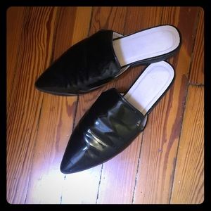 ASOS black patent mules